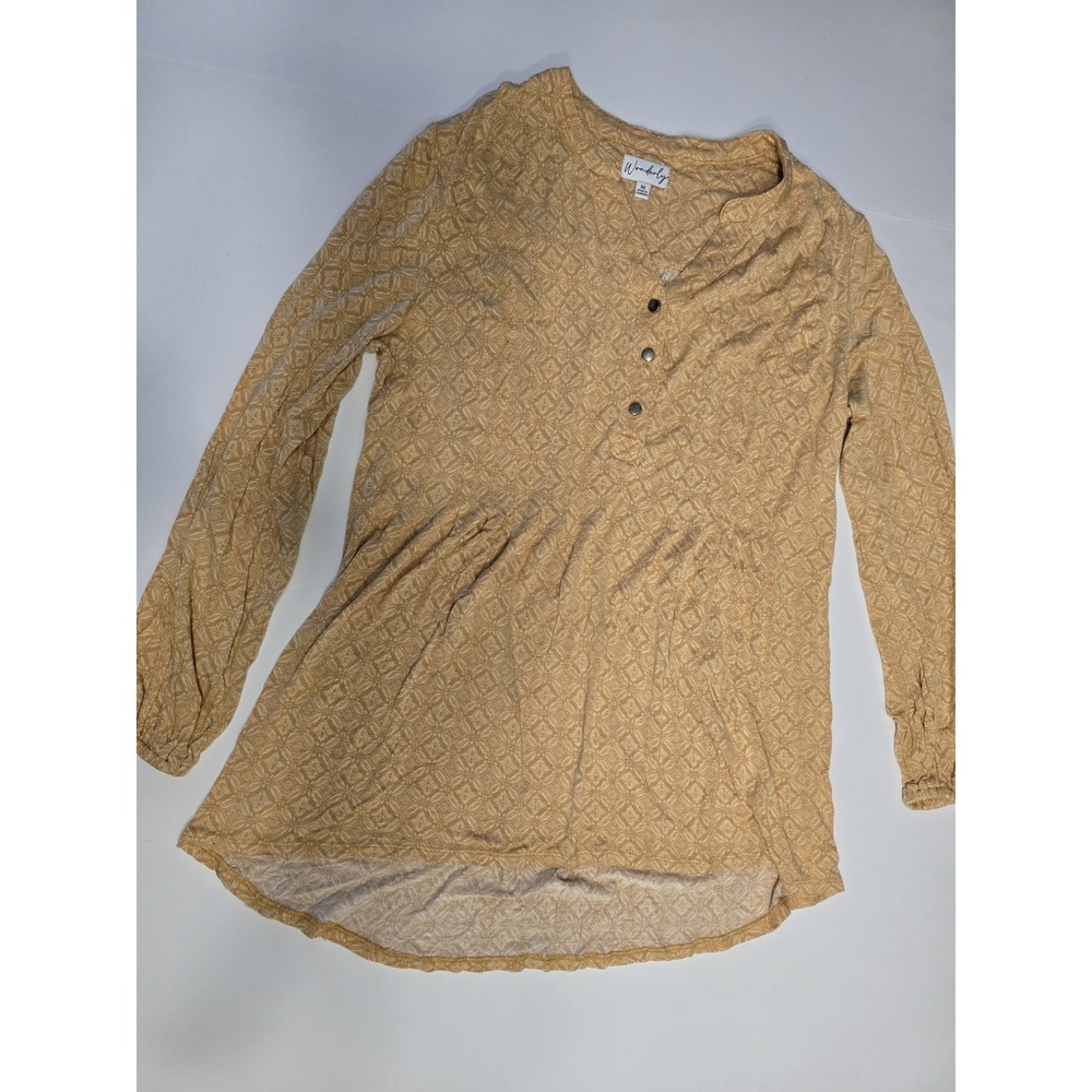 Wonderly‎ Blouse Medium Yellow Tunic Stretch Pullover
